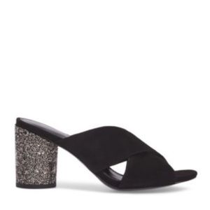 Michael Kors Cher Mule Black Suede Starburst Crystals